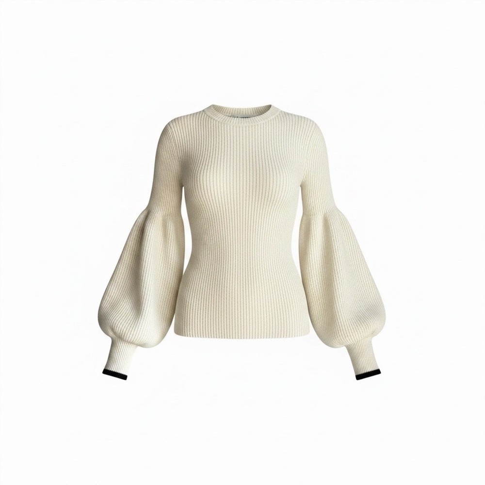 Vintage Neiman Marcus Cashmere Cream Sweater XS Quite Luxury Balloon Sleeves Y2K